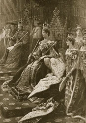 Die Krönungszeremonie von 1902: Die Position von Alexandra, Königin Gemahlin bei ihrer Inthronisation, aus 